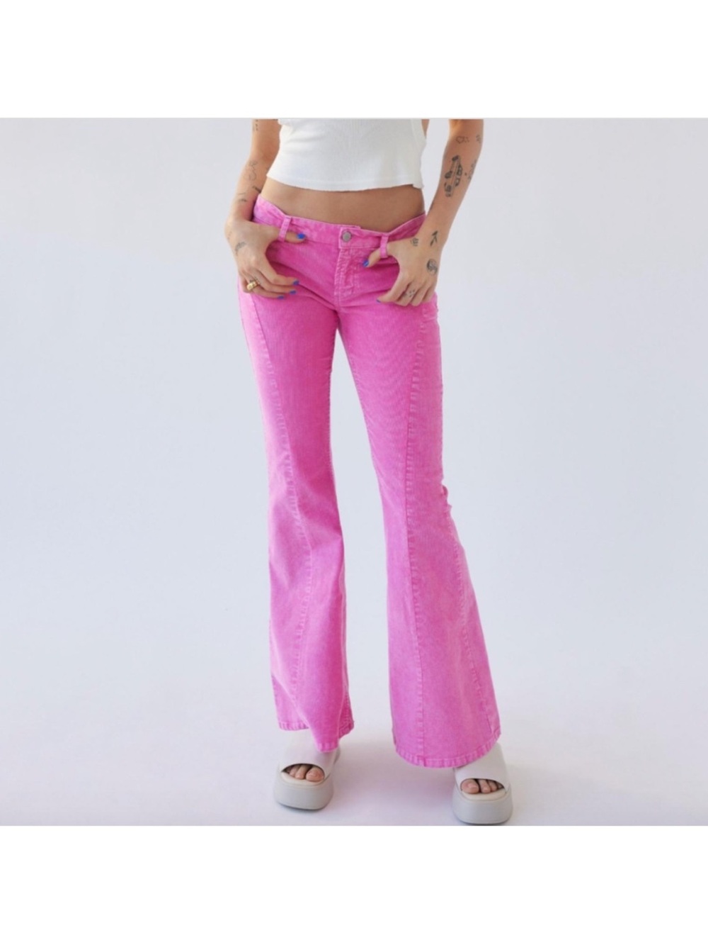 BDG | Pink Corduroy Slim Flare Pant | 27